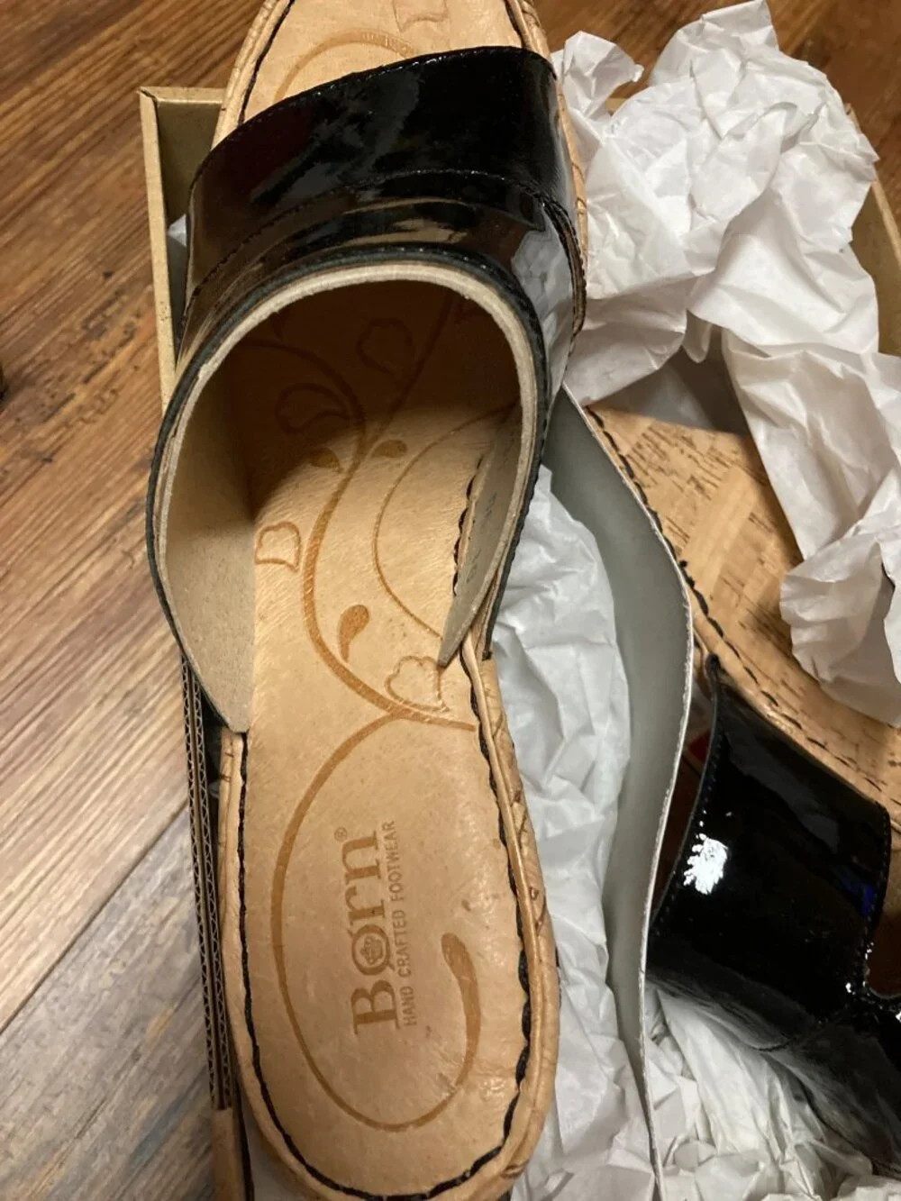 Born Zefira Women's Open Toe Leather Platform Sandals - Black US 10 - New In box